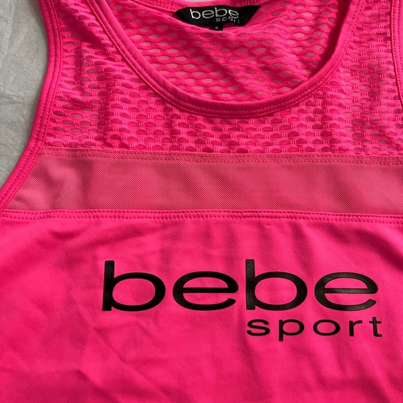 BEBE SPORT MESH TRIM HI-LO TANK SIZE SMALL - HOT PINK - Picture 8 of 8